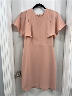 Ann Taylor Peach Flutter-Sleeve Midi Dress